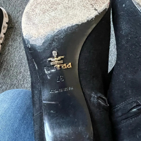 Prada Kitten Heel Pointed Toe Suede Booties, size 37 - Picture 7 of 9
